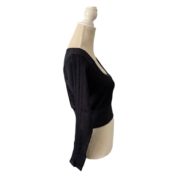 New! OFFLINE By Aerie Big Chill Seamless Square Neck Cropped Top Black Sz XL - Picture 7 of 15